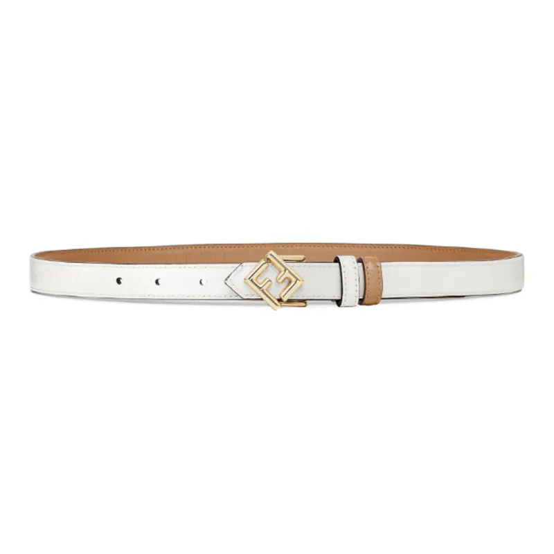 FENDI Logo Buckle Smooth Buckle Leather Belts Women's Brown Width  2cm-1