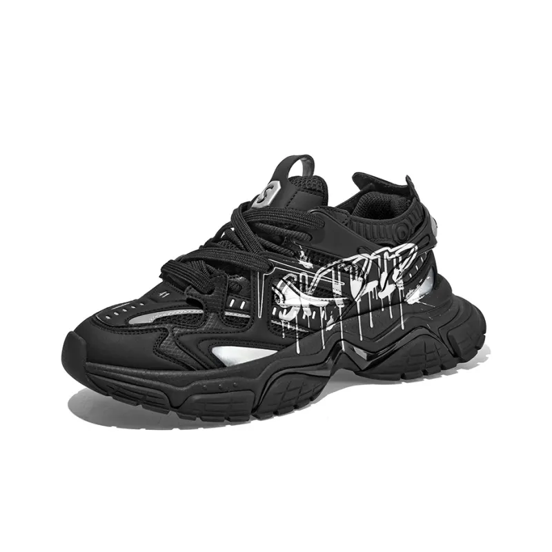 SK.TRIP Crossbow Series Chunky Sneakers Unisex Low Top Jet Black/Phantom Gray-2