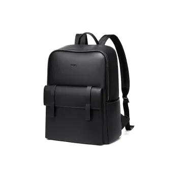 POLO Top Grain Cow Leather Backpack Large Size Men's Black