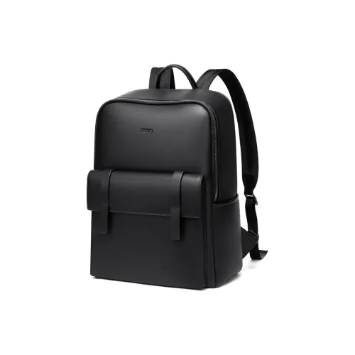 POLO Top Grain Cow Leather Backpack Large Size Men's Black