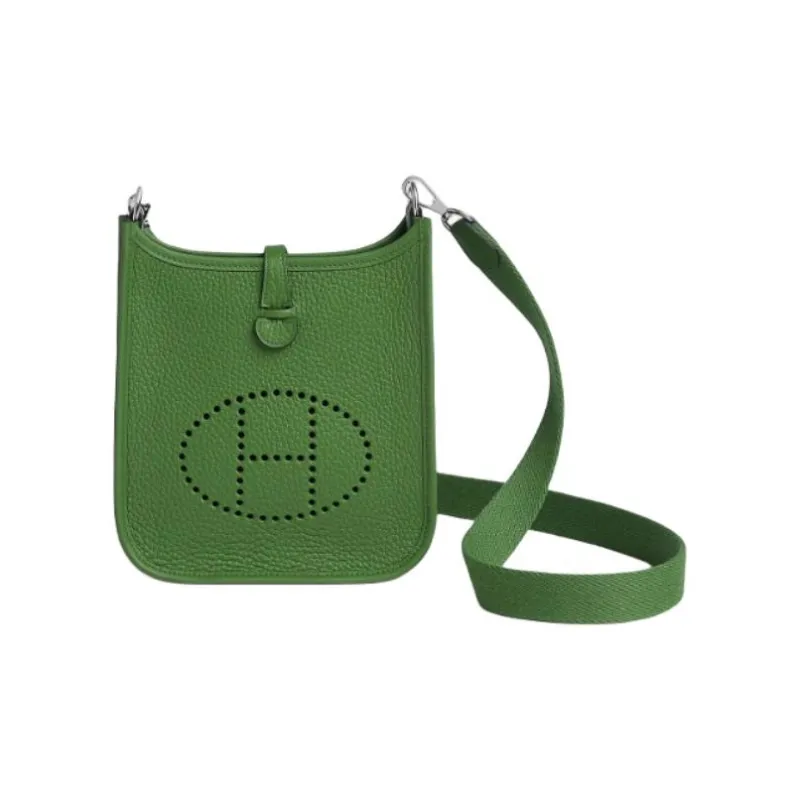 HERMES Evelyne Clemence Leather Shoulder Bag Crossbody Bag Unisex Green-0