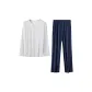 [Long-Sleeved Pants Sets]White Top+Royal Blue Pants