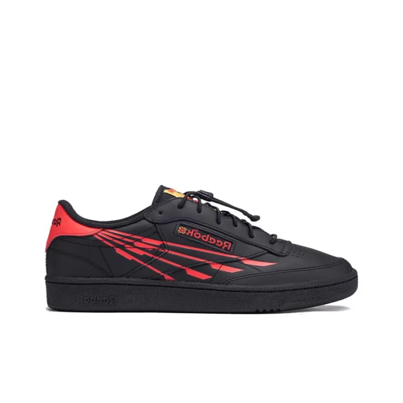 Reebok Club C Anti Slip Wear Resistant Low Top Skateboard Shoes Men's Black Red-1