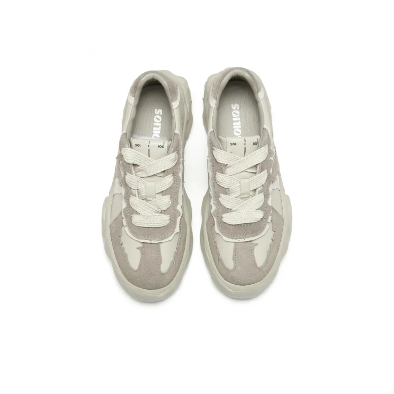 Soilios Anti Slip Wear Resistant Low Top Skateboard Shoes Unisex Light Stone Gray-3