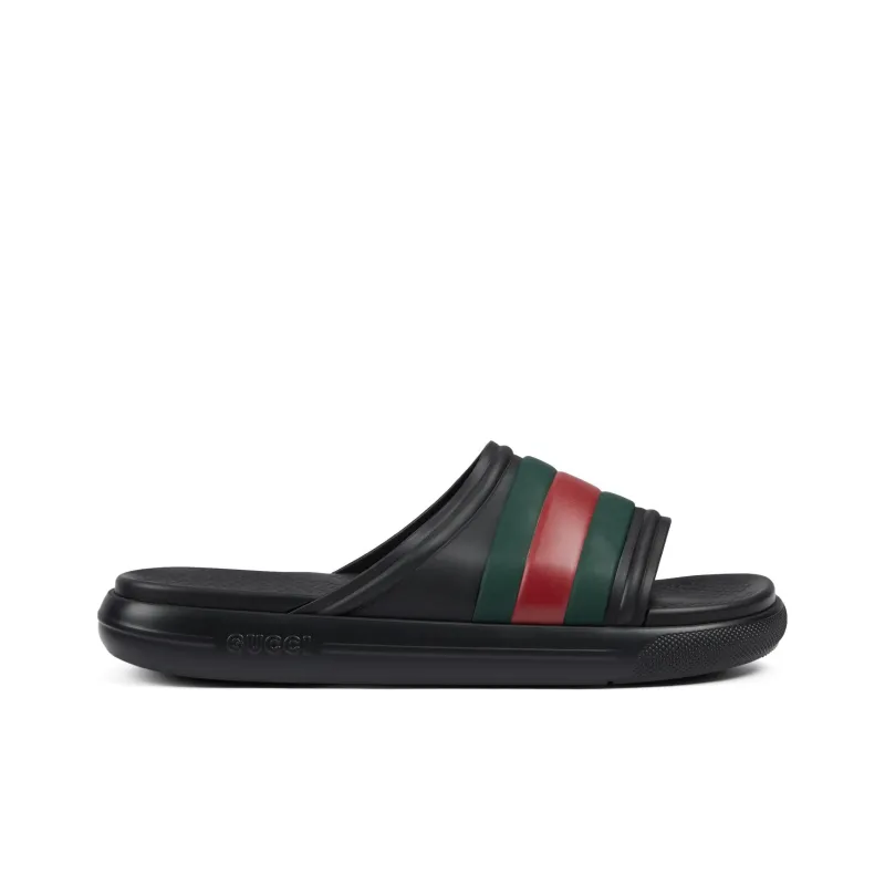 GUCCI Web Slide Sandal 'Black Green Red'-1