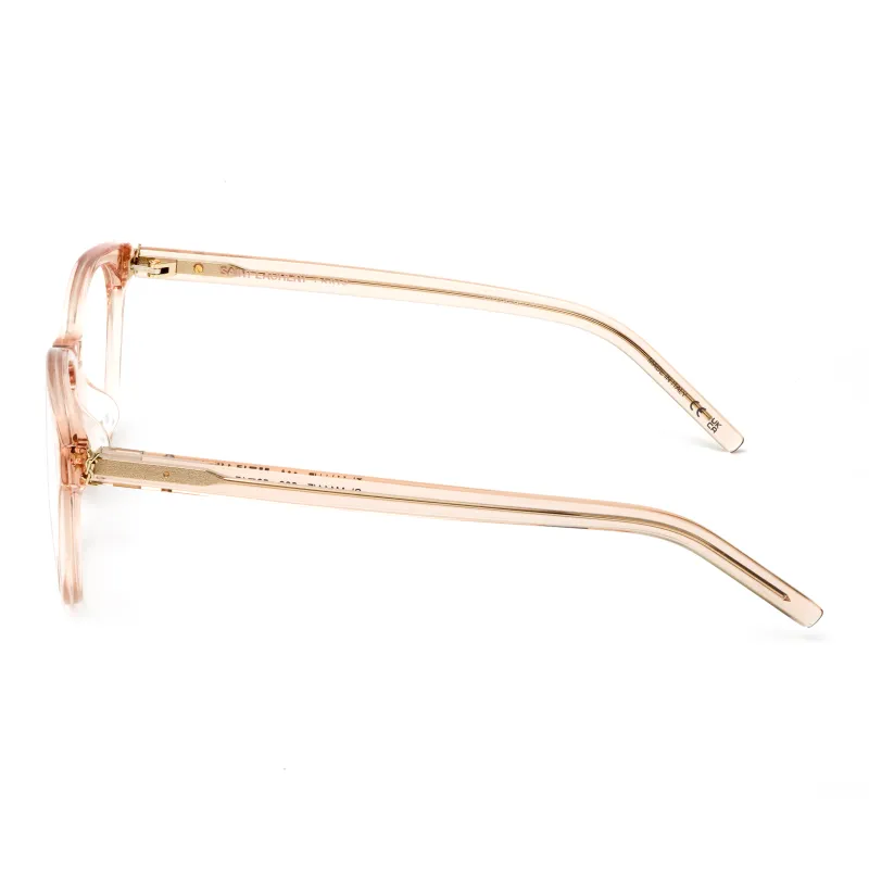SAINT LAURENT Plate Frame Square Eyeglass Frames Women's Champagne Transparent Pink/Clear-2