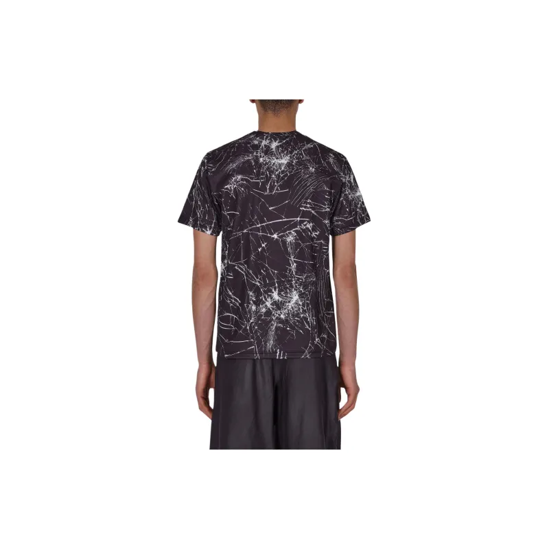 Comme Des Garçons Swoosh print Cracked T shirt-1