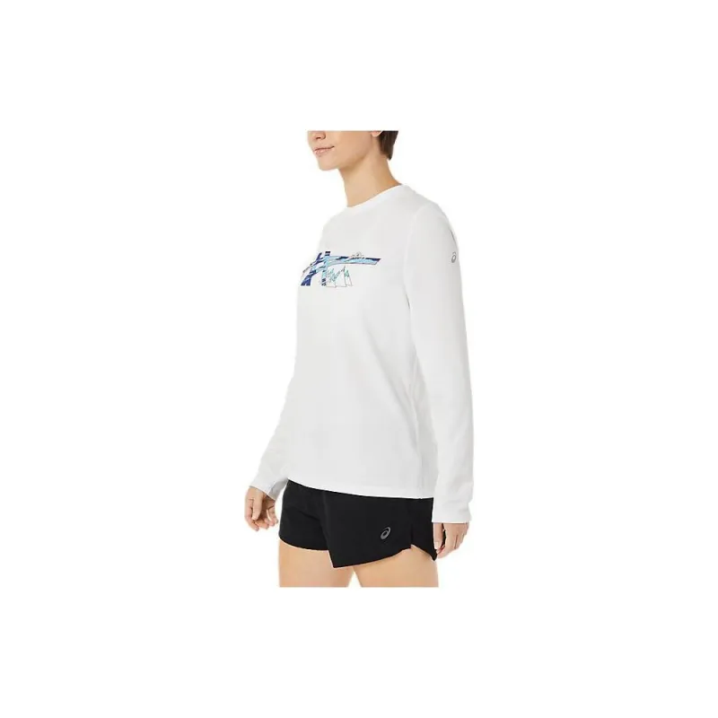 Asics Ready-Set Ii Long Sleeve Graphic T-Shirt Women's White-2