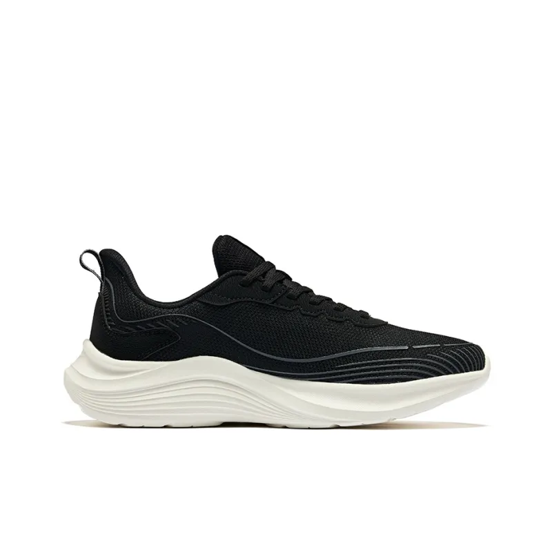 Erke Cushioning Breathable Low Top Casual Running Shoes Men's Jet Black Bright Silver-1