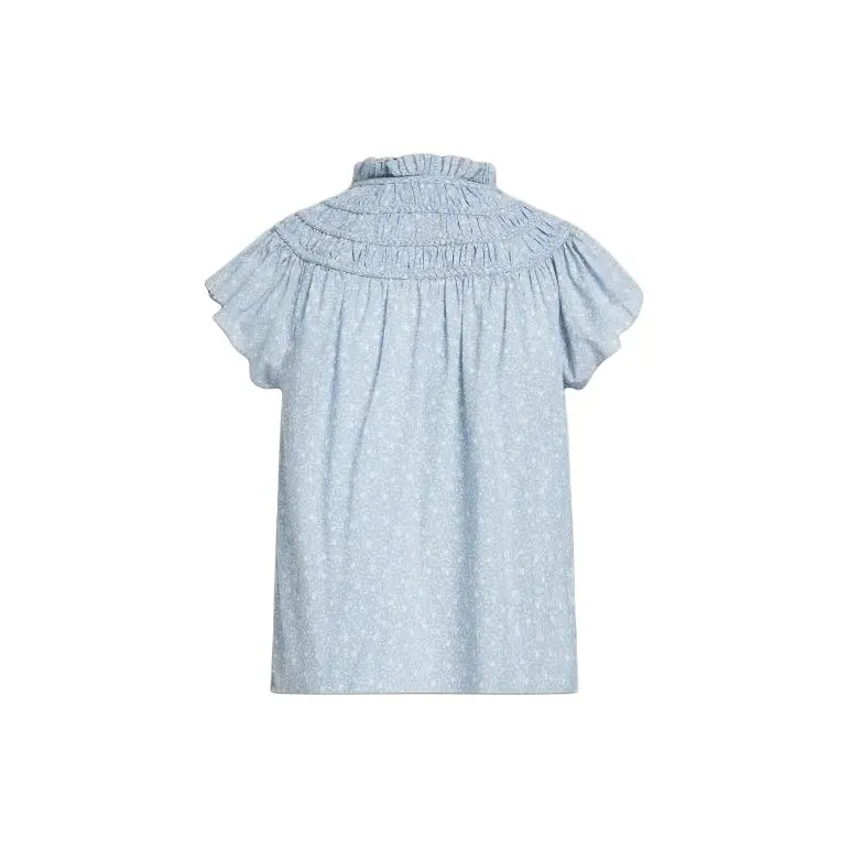 Polo Ralph Lauren Floral Cotton Voile Blouse Shirt Women's Light Blue-1
