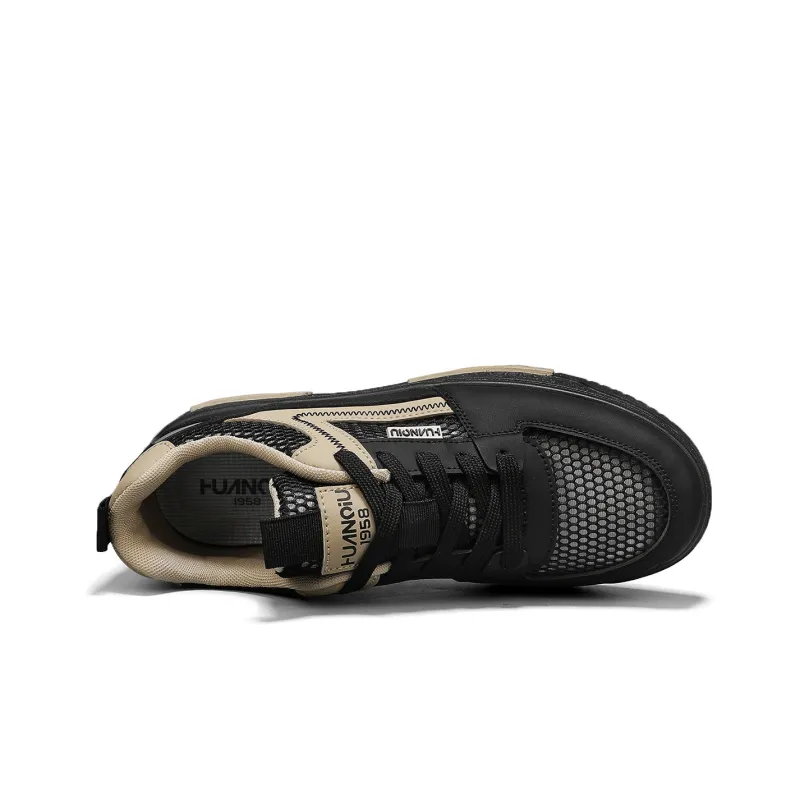 HUANQIU Abrasion Resistant Breathable Low Top Skateboard Shoes Men's Black-3