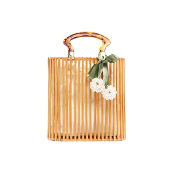 DEERE JACK Wooden Handbag Medium Size Women's Bamboo Woody Brown