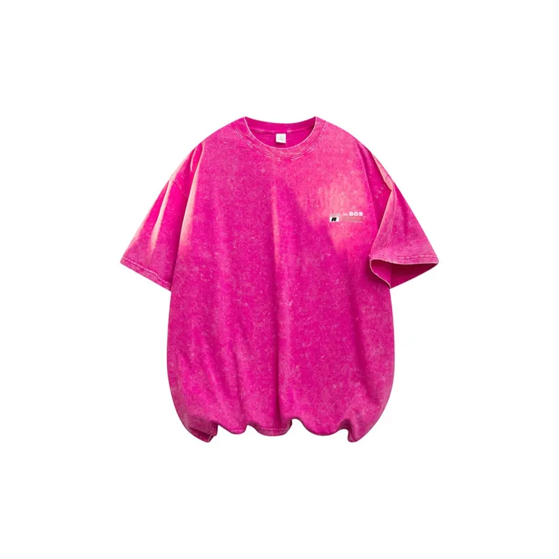 BOBBY ABLEY Tie Dye Washable Distressed Heavyweight Off The Shoulder T Shirt Unisex-13