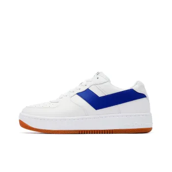 PONY Lighting Anti Slip Wear Resistant Low Top Skateboard Shoes Unisex White Blue