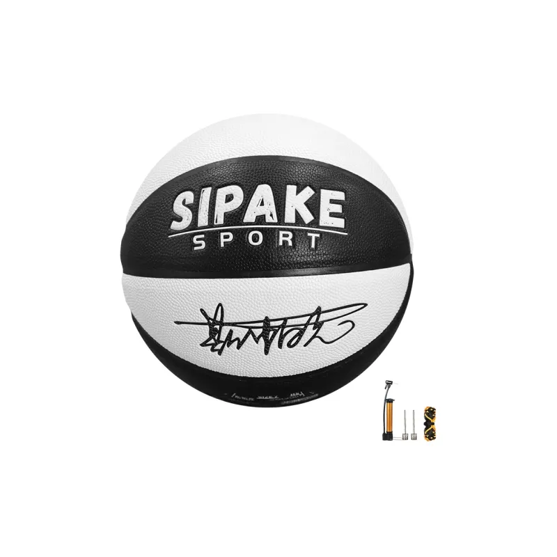 SIPAKESPORT PU Basketball Black White Size 7 Ball Training Unisex-0