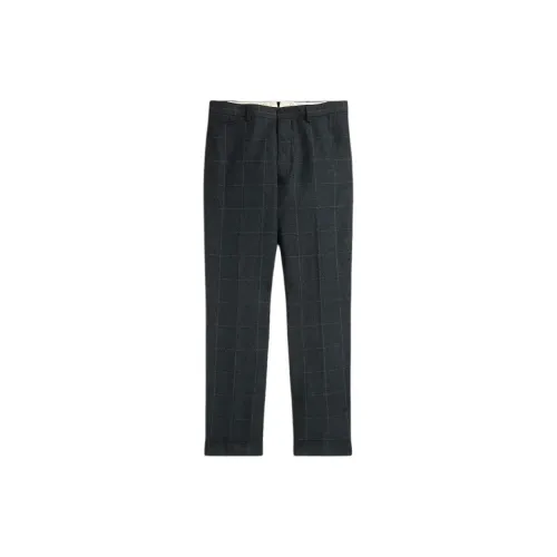 Polo Ralph Lauren Slim Windowpane Linen-Blend Suit Trouser Casual Pants Men's Gray