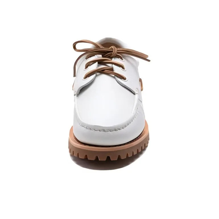 Timberland Authentic Handsewn Boat Shoes 'White Full Grain'-3