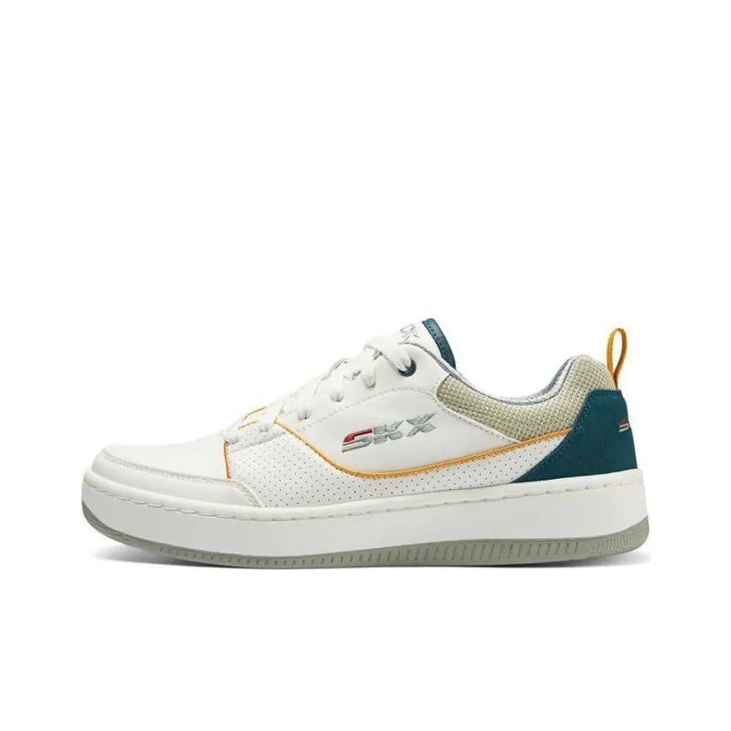 Skechers Slip Resistant Breathable Low Top Skateboard Shoes Men's White Green Cyan-0