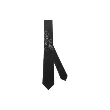 HERMES Mulberry Silk Ties Men's Black