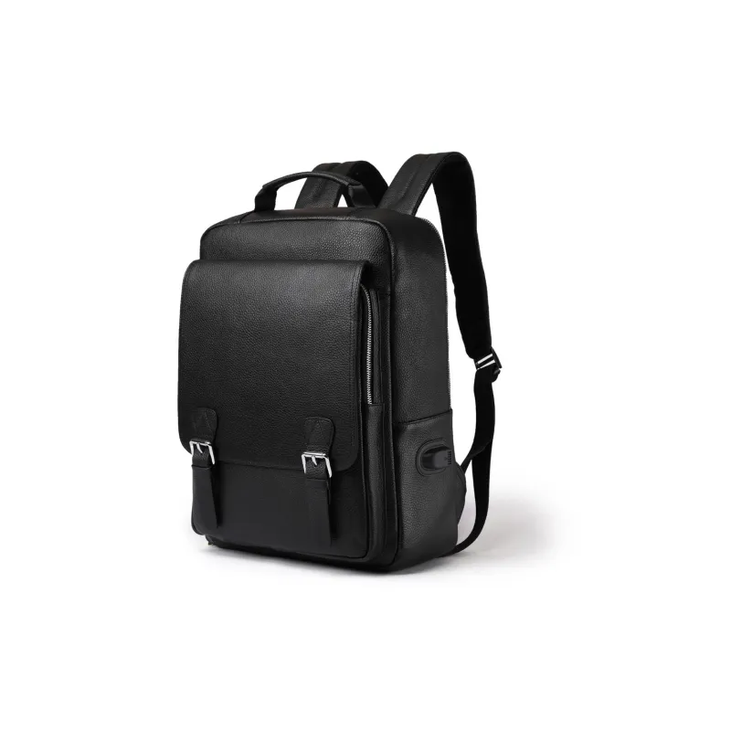 CMLZIUA Top Grain Cow Leather Backpack Large Size Unisex Black-1