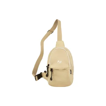 Art Traces Nylon Crossbody Sling Bag Small Size Unisex Oat Milk