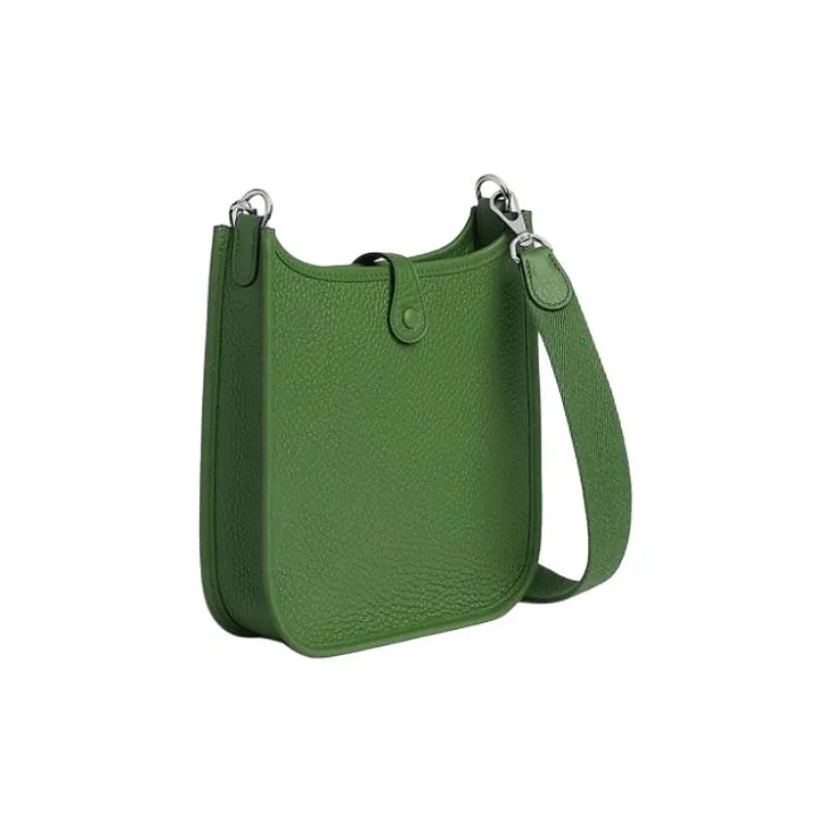 HERMES Evelyne Clemence Leather Shoulder Bag Crossbody Bag Unisex Green-3