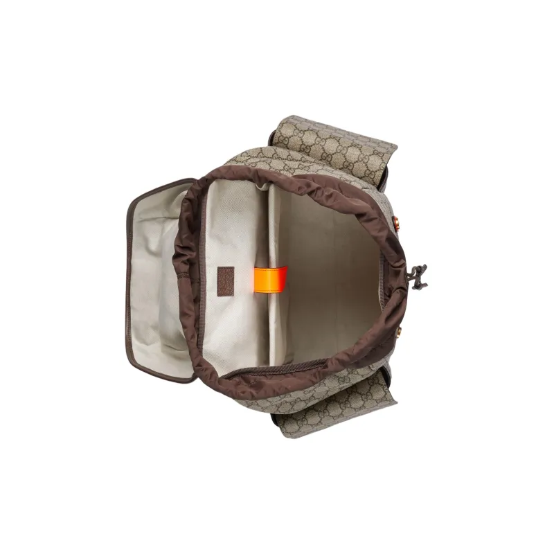 GUCCI Ophidia Canvas With Leather Backpack Medium Size Women's Beige & Ebony & Orange-6
