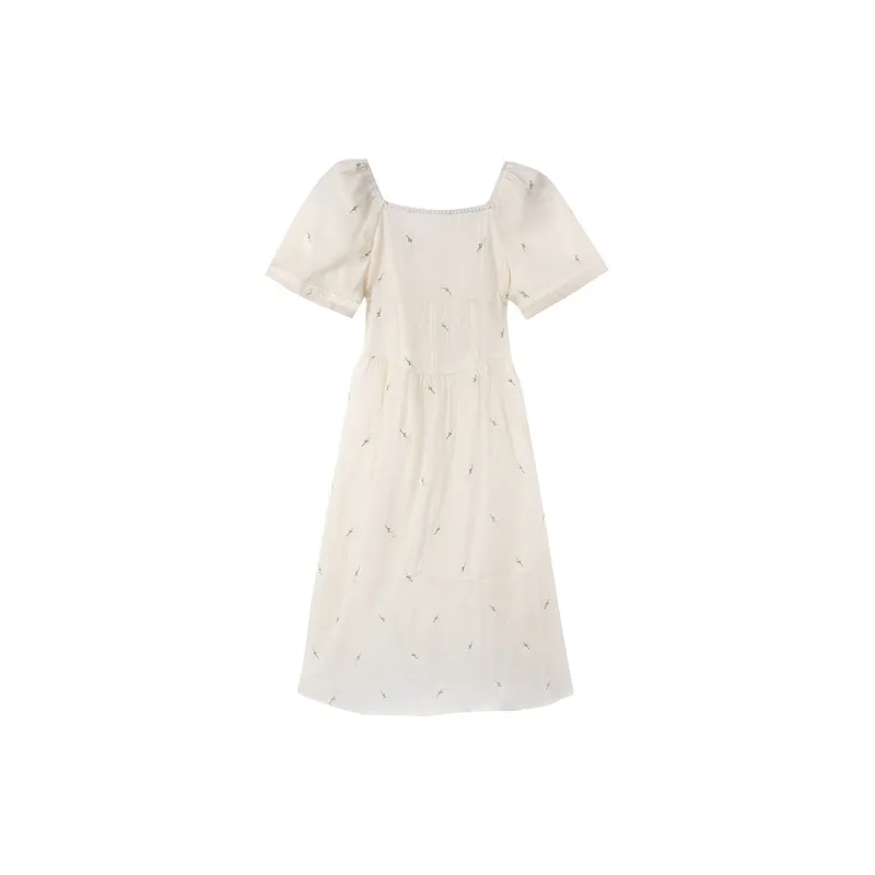 Adeworn Short Sleeved Dress Women's White-1