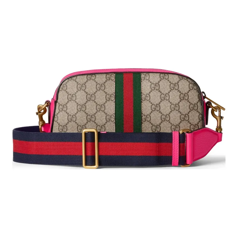 GUCCI Ophidia Canvas With Leather Canvas Bag, Crossbody Bag, Shoulder Bag Women's Beige & Ebony & Pink-3