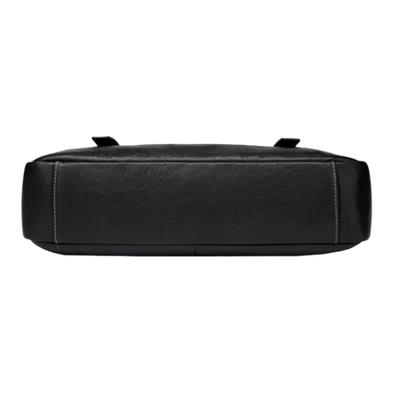 ROSEROOEN Top Grain Cow Leather Shoulder Bag Regular Unisex Black-3