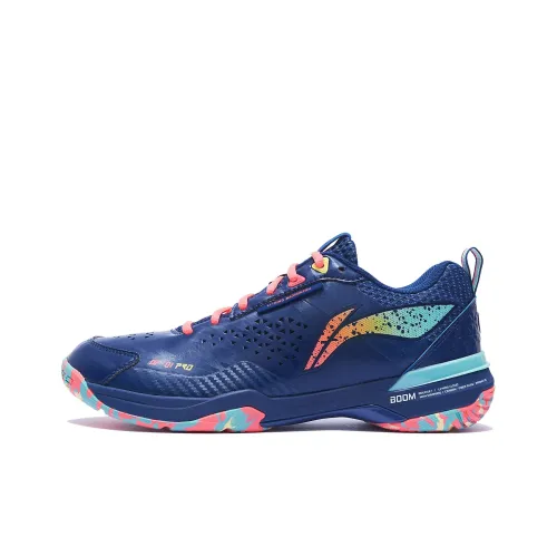 LiNing Blade Pro Anti Slip And Wear Resistant Breathable Low Top Badminton Shoes Unisex Navy