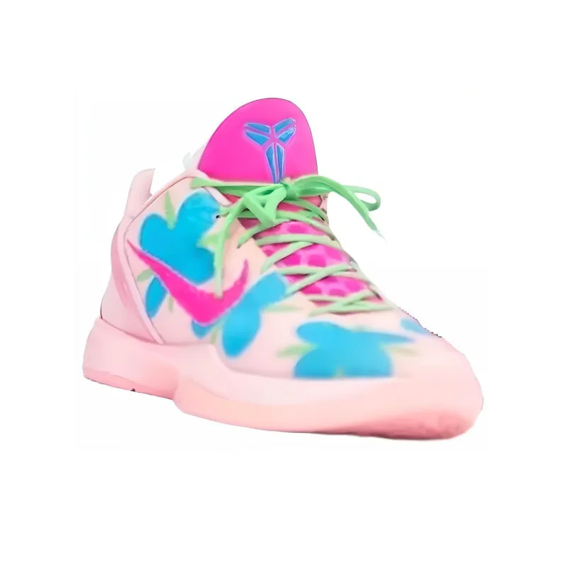 Nike Kobe 5 Protro PE Durable Breathable Low Top Basketball Shoes Men's Pink Blue-1