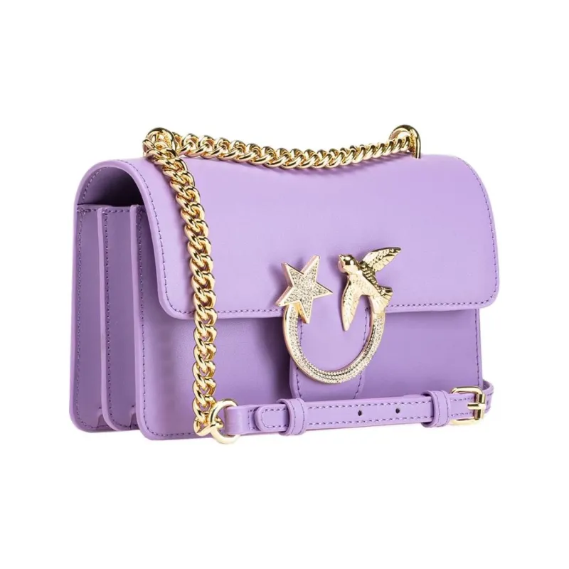 PINKO Cow Leather Crossbody One Shoulder Women's Purple-1