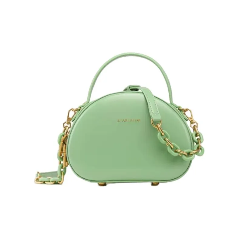 DEERE JACK Cow Split Leather Shoulder Bag, Crossbody Bag, Handbag Trumpets Women's Green Jujube Green-1