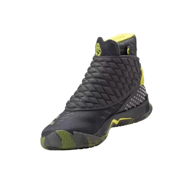 Adidas Ball 365 Cushioned Slip-Resistant High-Top Basketball Shoes Men's Black Green Yellow-1