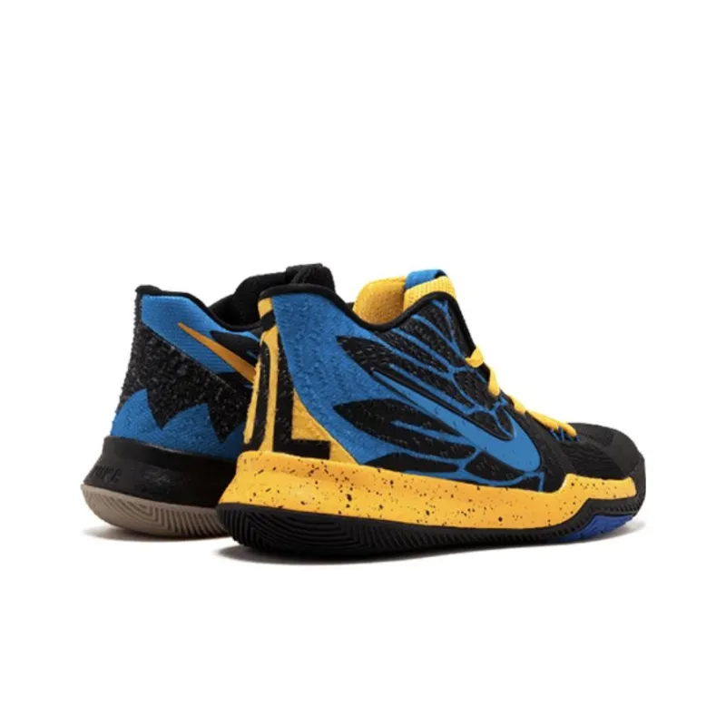 Nike Kyrie 3 Cushioned Slip-Resistant Mid-Top Basketball Shoes Men's Yellow Blue Black-4