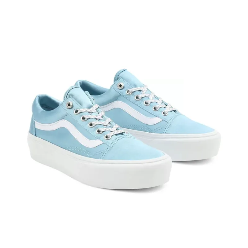 Vans Unisex Sparkle Check Old Skool Platform Sneakers Blue-2