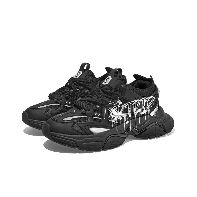 SK.TRIP Crossbow Series Chunky Sneakers Unisex Low Top Jet Black/Phantom Gray-3