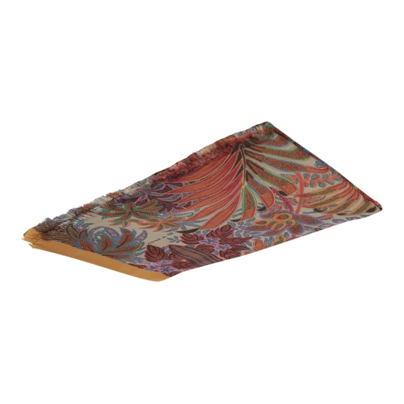 ETRO Floral Printed Frayed Edge Scarf-1