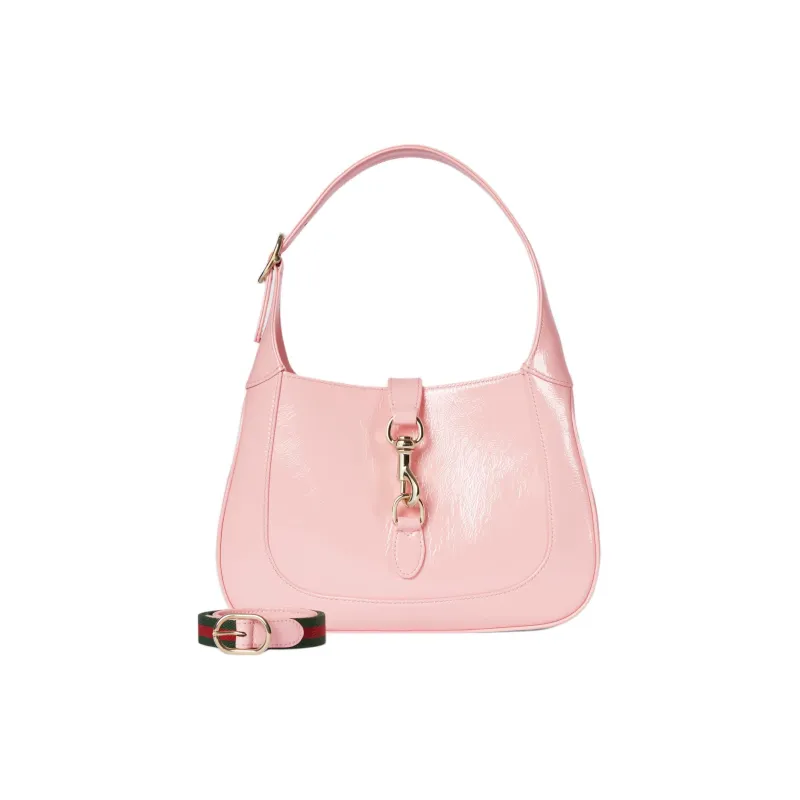 GUCCI Jackie 1961 Patent Leather Handbag Shoulder Bag Small Size Women's Light Pink-1