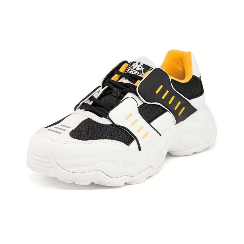 Kappa Anti-Slip Wear-Resistant Low-Top Chunky Sneakers Unisex White Orange Black-1