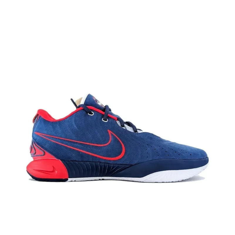 Nike Lebron 21 Uconn Away PE Cushioning Anti Slip And Wear Resistant Low Top Basketball Shoes Men's Blue Red-1