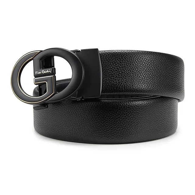 PIERRE CARDIN Top Grain Cow Leather Belt Boyfriend Belt Gift Product Men's Black 3.6cm-2