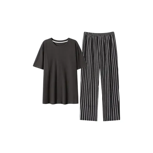 Close fitting Areas Pajama Set Men's Deep Smoke Gray