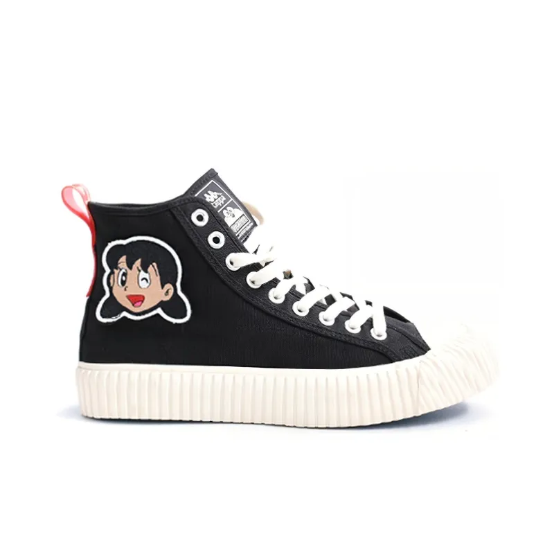 Doraemon x Kappa Anti-Slip Wear-Resistant High-Top Canvas Shoes Unisex Black-1