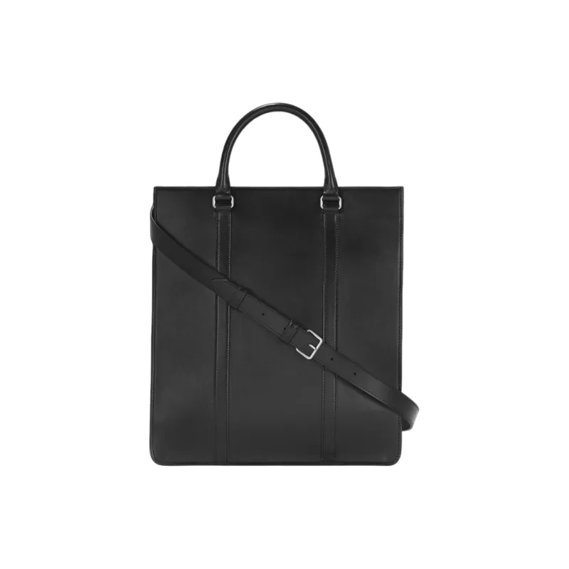 MONTBLANC Meisterstuck Grain Cow Leather Tote Bag Shopping Bag Handbag Medium Size Men's Black & Olive Green-3