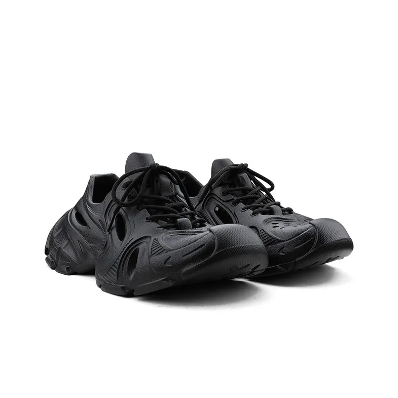 HANQIAORIJI Rakura Series Niche Outdoor Trendy, Dad, Clogs Sports Sandals 4.5cm Unisex Black-3
