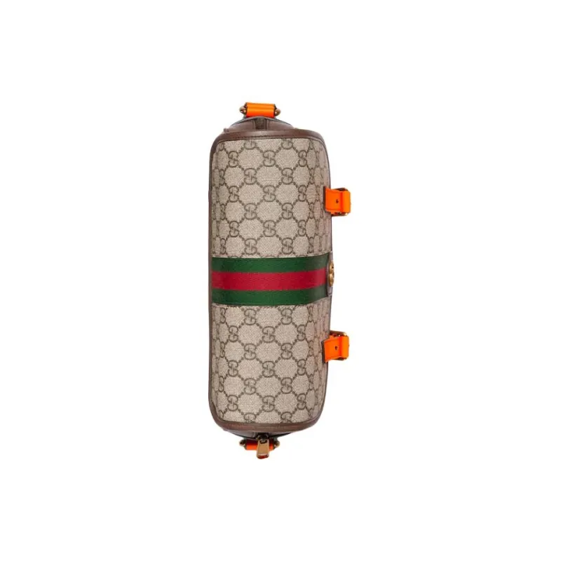 GUCCI Ophidia Canvas With Leather Trim Canvas Bag, Shoulder Bag, Crossbody Bag Men's Beige & Ebony & Orange-5