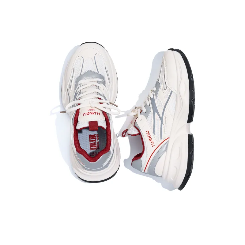 HUANQIU Shock Absorbers Low Top Chunky Sneakers Women's Red-4