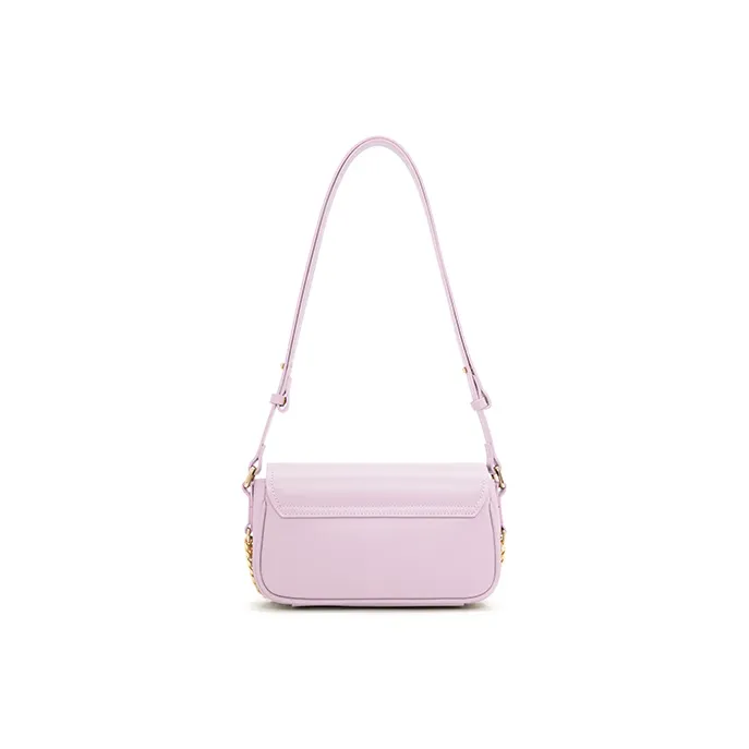 ELLE Leather Shoulder Bag Regular Women's White/Gray/Pink-10